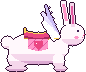 Cupid, a winged white bunny mount with a rose saddle